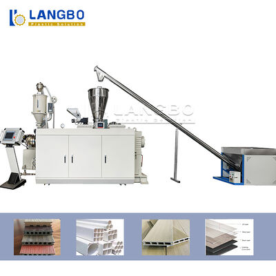 Giấy chứng nhận CE Dây chuyền ép đùn hồ sơ PVC với Máy đùn trục vít đôi hình nón Công suất động cơ 37KW