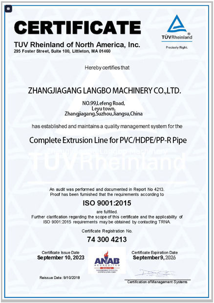Trung Quốc Zhangjiagang Langbo Machinery Co. Ltd. Chứng chỉ